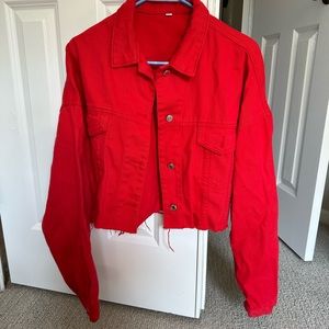 Cropped Red jean jacket